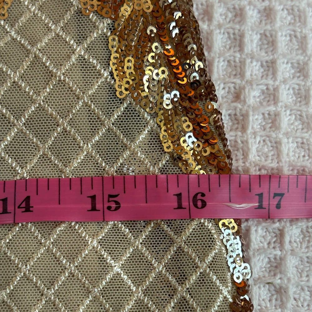 Betsy & Adam elegant vintage glamour long sleeve Sequined Gown in Champagne, 8 - Picture 11 of 12